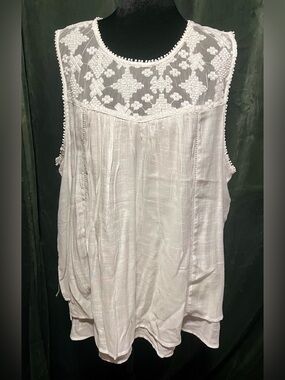Style & Co. Embroidered Mesh Button-Back Tunic